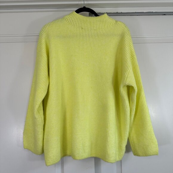 Bright Yellow Ribbed Mock Neck Sweater - Large - Picture 9 of 10